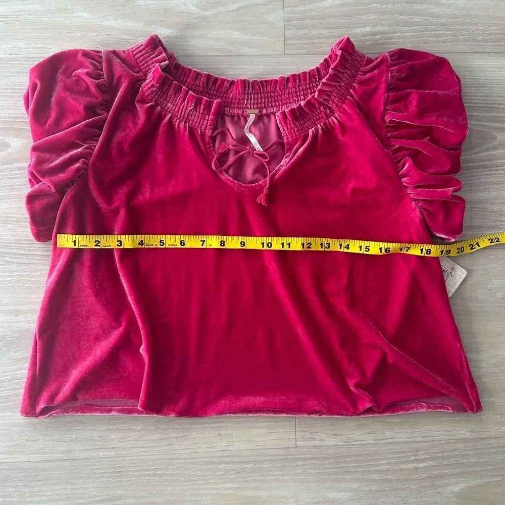 Free People Terese Velvet Ruffle Sleeve Top